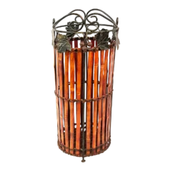 Early 21st Century Bamboo And Metal Umbrella Stand With Grape Vine Edging Design