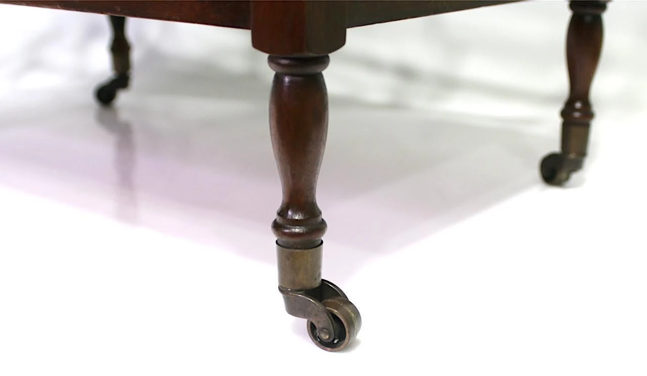 Fine Antique Mahogany Canterbury On Brass Casters With Drawer, Classic English Design 1920's 9 Fine Antique Mahogany Canterbury On Brass Casters With Drawer, Classic English Design 1920's - Image 9