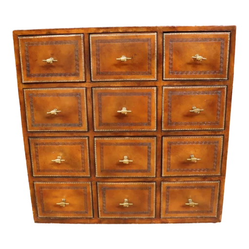 Florentine & Leather Clad Maitland-Smith Apothecary Chest -Chairish Shop florentine and leather clad maitland smith apothecary chest 2099