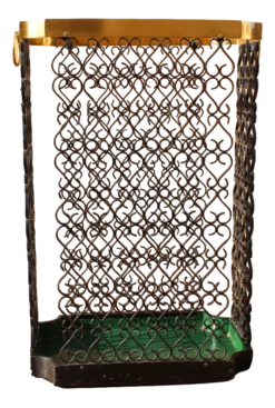 Forged Iron And Brass Iron Umbrella Stand, Italy, 1970s