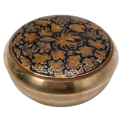French Decorative Jewerly Box In Brass With Flower Pattern, 1970