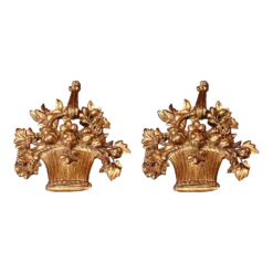 French Hanging Gilt Flower Baskets - A Pair