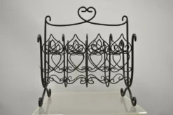 French Style Scrolling Wrought Iron Magazine Rack Stand With Heart -Chairish Shop french style scrolling wrought iron magazine rack stand with heart 6058