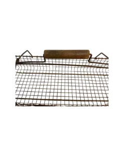French Wire Metal Harvest Gathering Basket With Interlocking Wood Handle 6 French Wire Metal Harvest Gathering Basket With Interlocking Wood Handle -Chairish Shop french wire metal harvest gathering basket with interlocking wood handle 8234