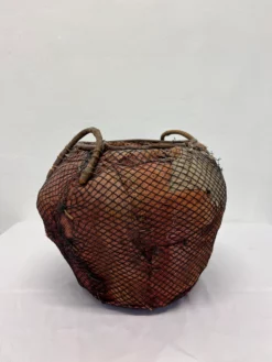 Handmade Natural Fiber And Leaf Basket Wrapped In Fish Net, 1970s 14 Handmade Natural Fiber And Leaf Basket Wrapped In Fish Net, 1970s -Chairish Shop handmade natural fiber and leaf basket wrapped in fish net 1970s 3027