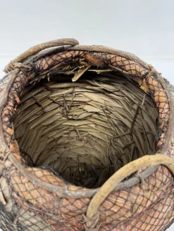 Handmade Natural Fiber And Leaf Basket Wrapped In Fish Net, 1970s 18 Handmade Natural Fiber And Leaf Basket Wrapped In Fish Net, 1970s -Chairish Shop handmade natural fiber and leaf basket wrapped in fish net 1970s 6512