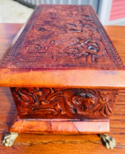 Handsome Vintage Tooled Leather Neopclassical Dresser Box -Chairish Shop handsome vintage tooled leather neopclassical dresser box 0927 scaled