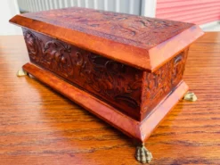 Handsome Vintage Tooled Leather Neopclassical Dresser Box -Chairish Shop handsome vintage tooled leather neopclassical dresser box 5751 scaled