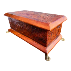 Handsome Vintage Tooled Leather Neopclassical Dresser Box