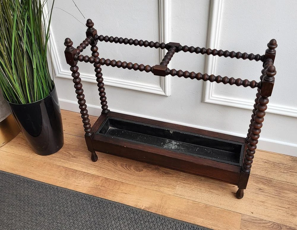 Italian Bobbin Turned Barley Twist Stick And Umbrella Stand, 1940s 3 Italian Bobbin Turned Barley Twist Stick And Umbrella Stand, 1940s - Image 3