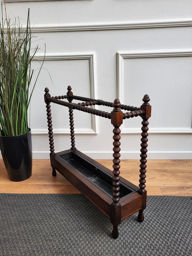 Italian Bobbin Turned Barley Twist Stick And Umbrella Stand, 1940s 5 Italian Bobbin Turned Barley Twist Stick And Umbrella Stand, 1940s - Image 5