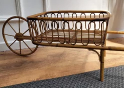 Italian Bohemian French Riviera Magazine Wheelbarrow In Bamboo And Rattan, 1960s 11 Italian Bohemian French Riviera Magazine Wheelbarrow In Bamboo And Rattan, 1960s -Chairish Shop italian bohemian french riviera magazine wheelbarrow in bamboo and rattan 1960s 1673