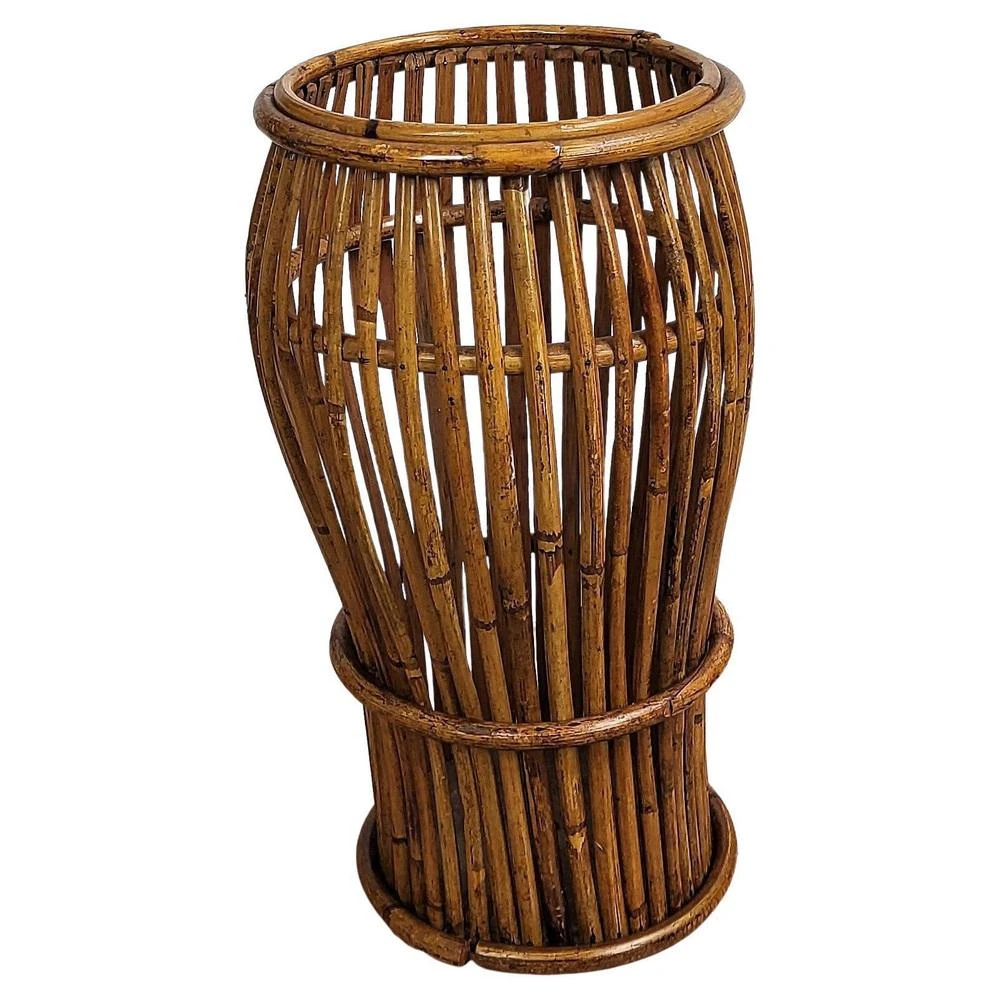Italian French Bamboo Rattan Riviera Umbrella Stand 7 Italian French Bamboo Rattan Riviera Umbrella Stand - Image 7