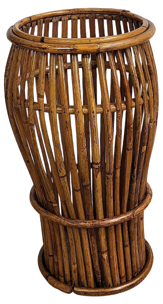 Italian French Bamboo Rattan Riviera Umbrella Stand 1 Italian French Bamboo Rattan Riviera Umbrella Stand