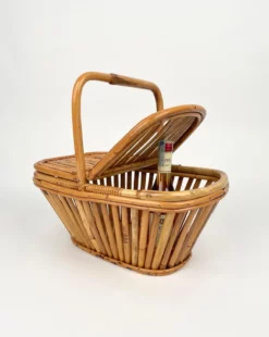 Italian Picnic Basket In Bamboo And Rattan, 1960s -Chairish Shop italian picnic basket in bamboo and rattan 1960s 3942