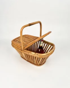 Italian Picnic Basket In Bamboo And Rattan, 1960s -Chairish Shop italian picnic basket in bamboo and rattan 1960s 4818