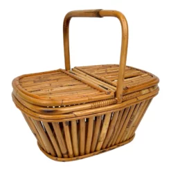 Italian Picnic Basket In Bamboo And Rattan, 1960s -Chairish Shop italian picnic basket in bamboo and rattan 1960s 6022