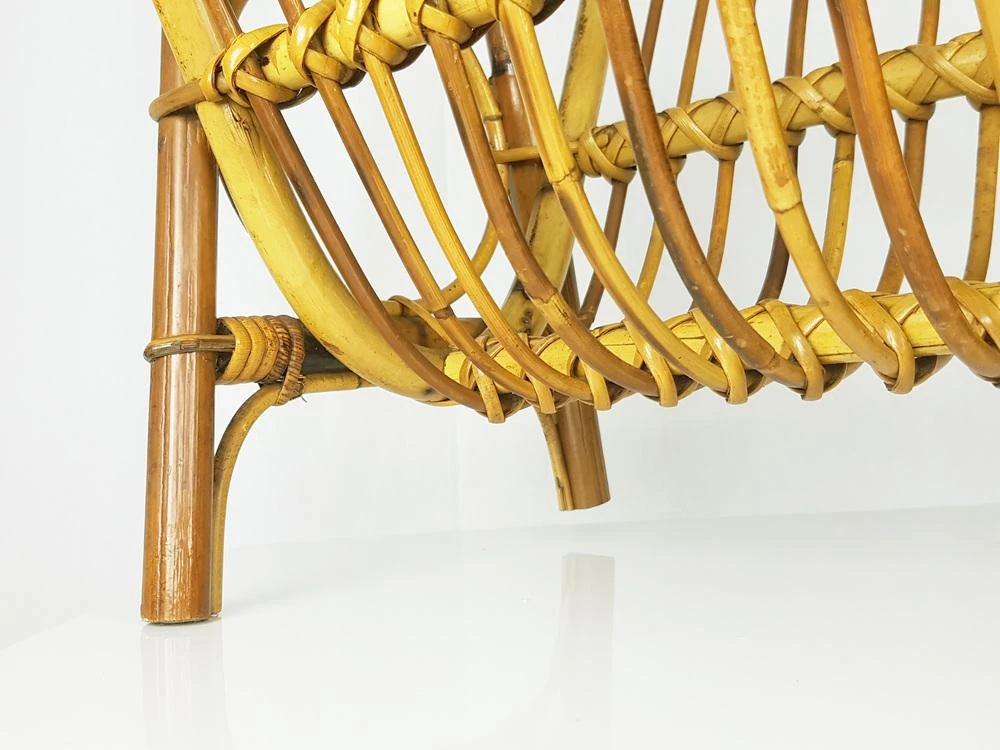 Italian Rattan & Rush Magazine Rack, 1960s 8 Italian Rattan & Rush Magazine Rack, 1960s - Image 8