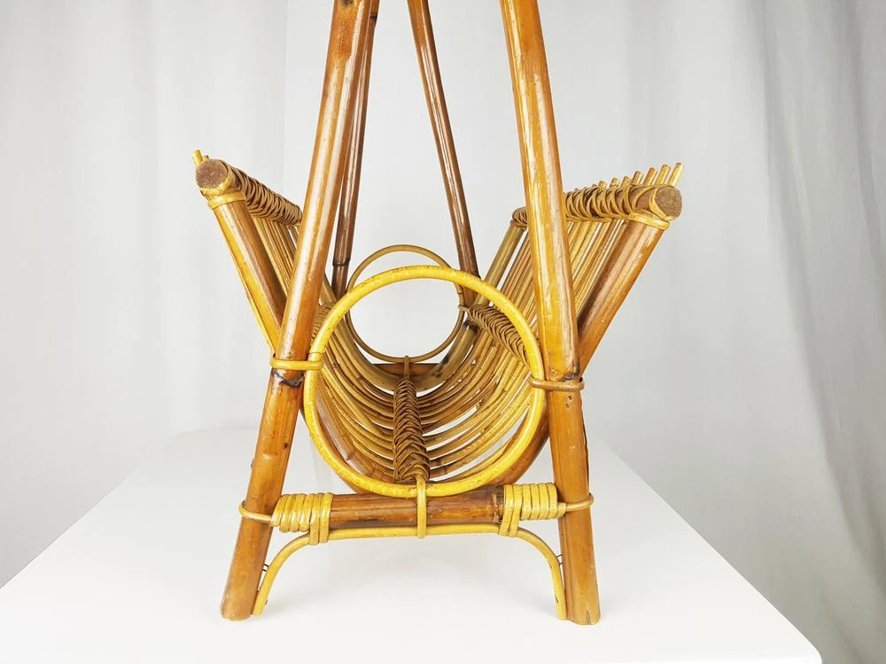 Italian Rattan & Rush Magazine Rack, 1960s 3 Italian Rattan & Rush Magazine Rack, 1960s - Image 3