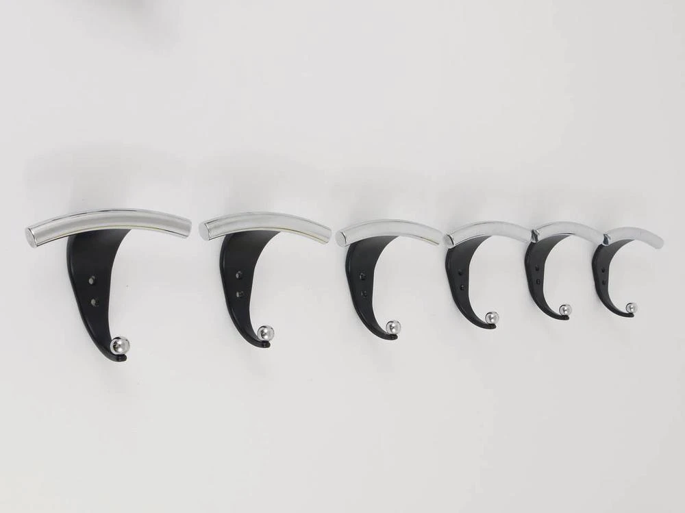 Italian Wall Coat Hook In Chrome And Black, 1980s 6 Italian Wall Coat Hook In Chrome And Black, 1980s - Image 6