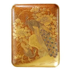 Japanese Edo Meiji Finely Lacquered Box With Peacocks