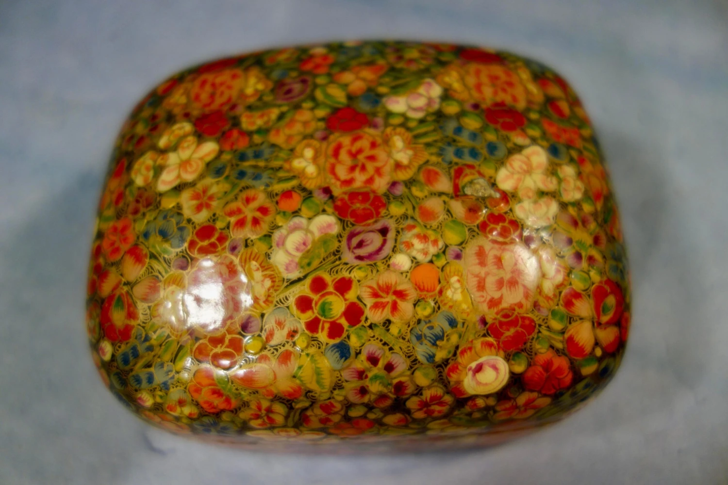 Kashmir Floral Box, Hand Painted, Paper Mache 2 Kashmir Floral Box, Hand Painted, Paper Mache - Image 2