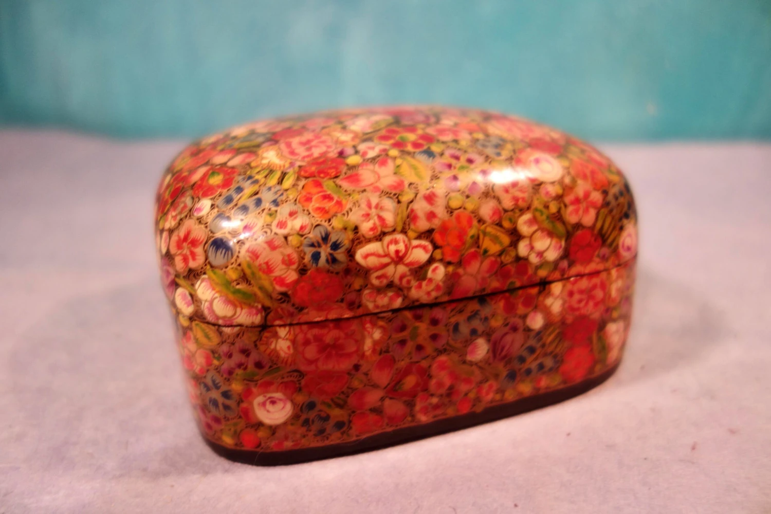 Kashmir Floral Box, Hand Painted, Paper Mache 9 Kashmir Floral Box, Hand Painted, Paper Mache - Image 9