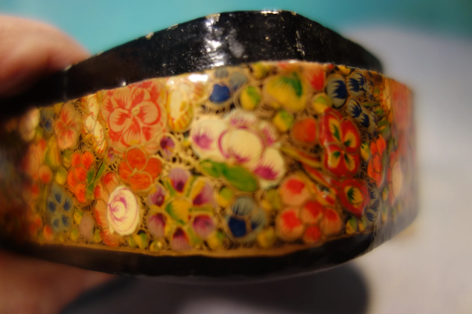 Kashmir Floral Box, Hand Painted, Paper Mache 7 Kashmir Floral Box, Hand Painted, Paper Mache - Image 7