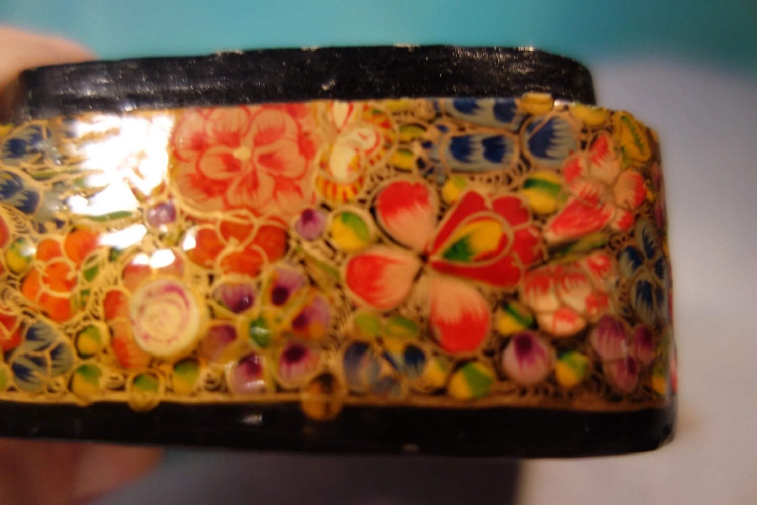 Kashmir Floral Box, Hand Painted, Paper Mache 5 Kashmir Floral Box, Hand Painted, Paper Mache - Image 5