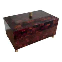 Large 1980s Tessellated Penshell Box Faux Tortoiseshell Box By Maitland Smith