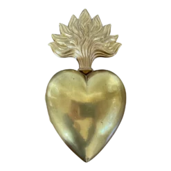 Large Antique 19th Century Gilt Brass Heart Reliquary Pendant Locket Box