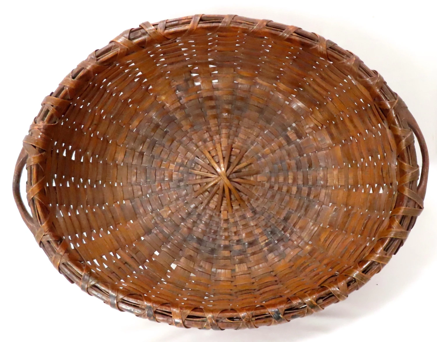 Large Antique American Substantially Made Hand Woven Ash Splint Gathering Basket 2 Large Antique American Substantially Made Hand Woven Ash Splint Gathering Basket - Image 2
