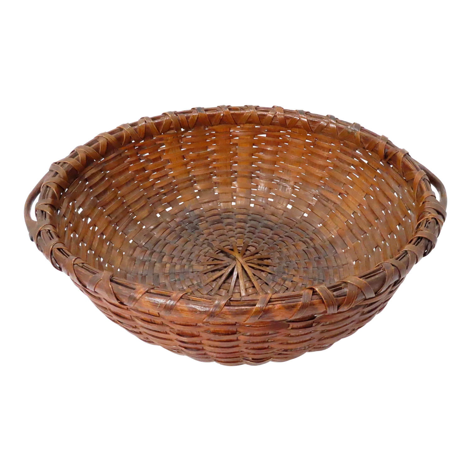 Large Antique American Substantially Made Hand Woven Ash Splint Gathering Basket 1 Large Antique American Substantially Made Hand Woven Ash Splint Gathering Basket