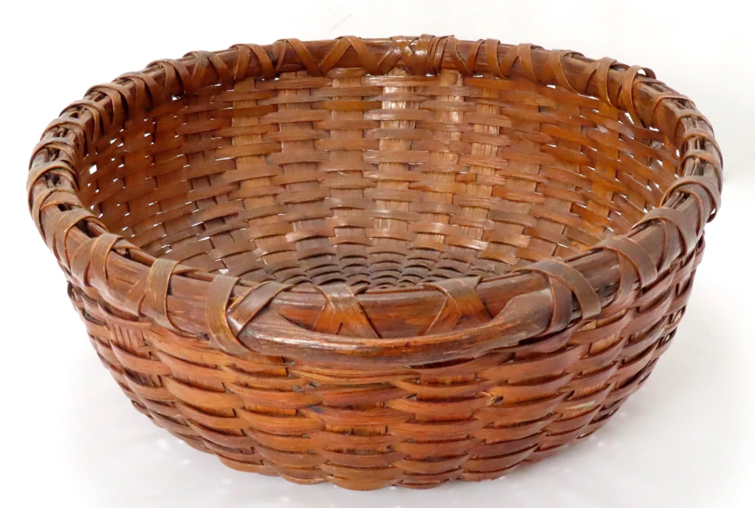 Large Antique American Substantially Made Hand Woven Ash Splint Gathering Basket 5 Large Antique American Substantially Made Hand Woven Ash Splint Gathering Basket - Image 5
