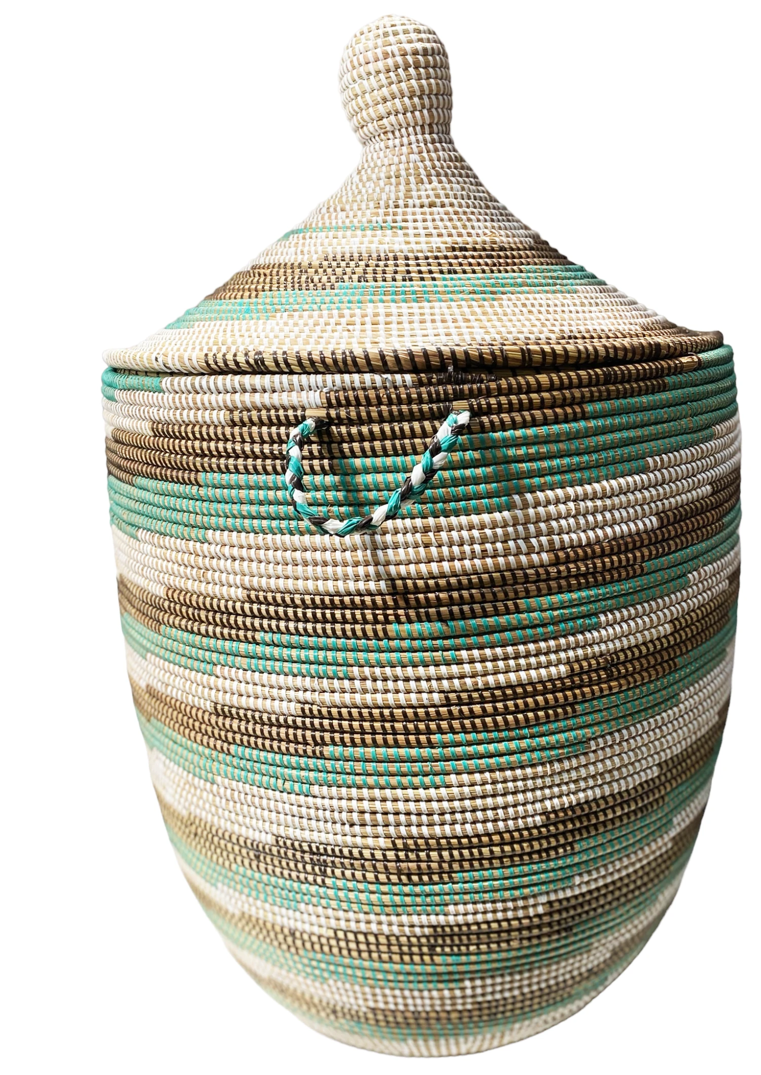 Large Basket With Lid Senegal West Africa 31" H 7 Large Basket With Lid Senegal West Africa 31" H - Image 7