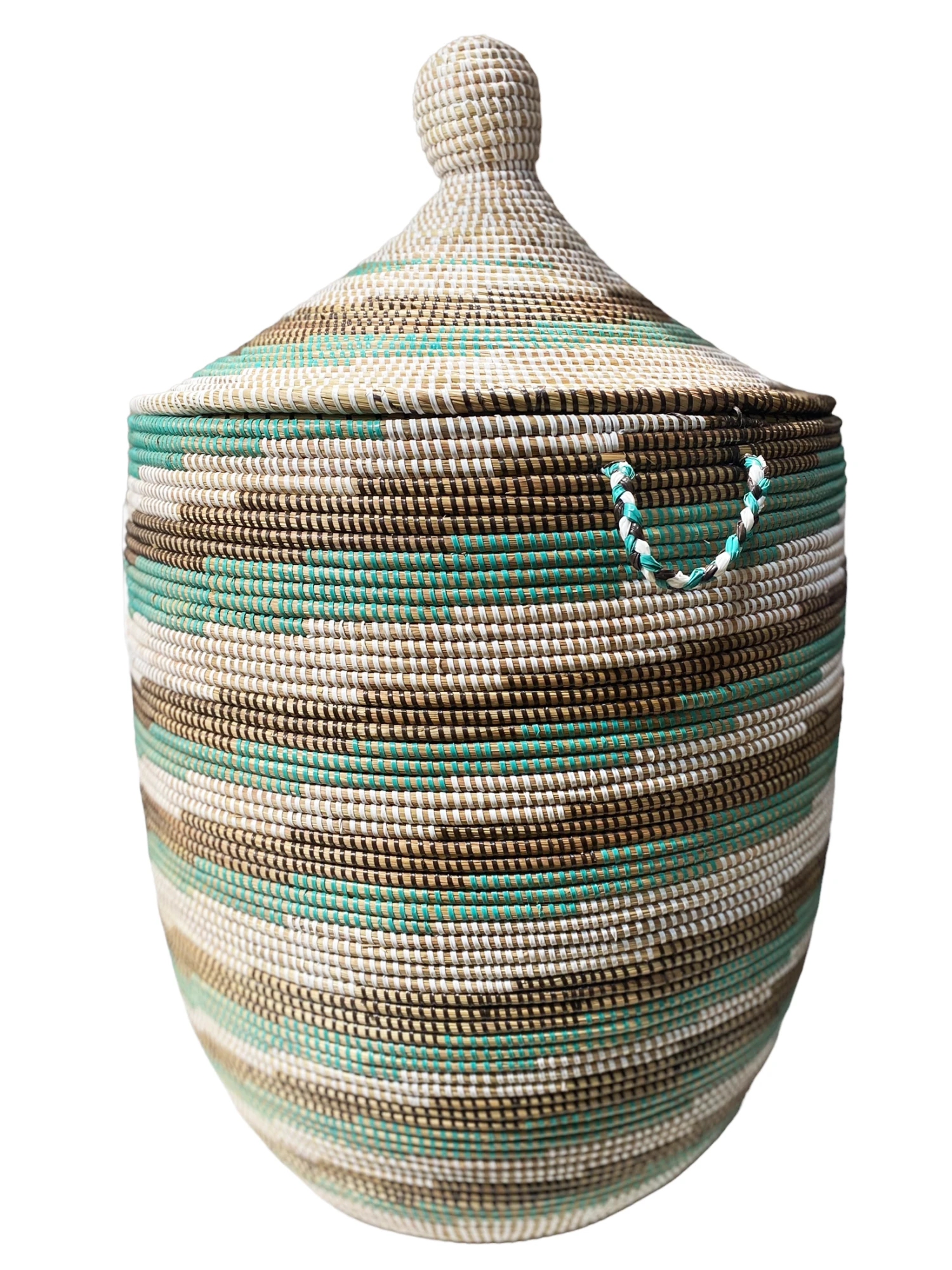 Large Basket With Lid Senegal West Africa 31" H 3 Large Basket With Lid Senegal West Africa 31" H - Image 3