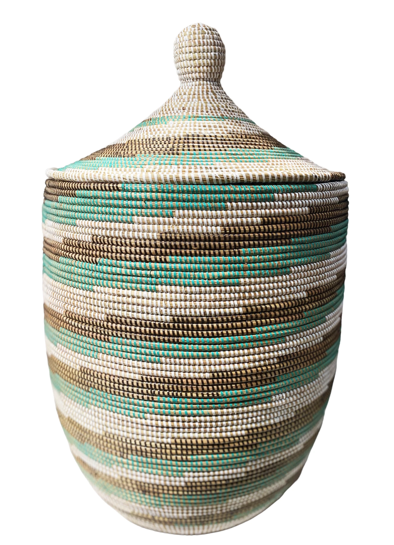Large Basket With Lid Senegal West Africa 31" H 6 Large Basket With Lid Senegal West Africa 31" H - Image 6