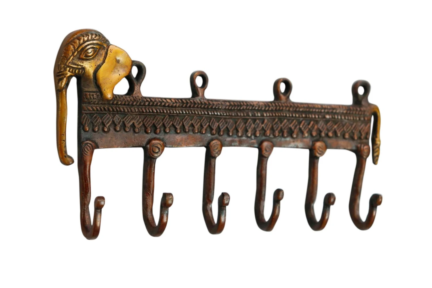 Large Bohemian Red Brass Elephant Wall Hooks 2 Large Bohemian Red Brass Elephant Wall Hooks - Image 2