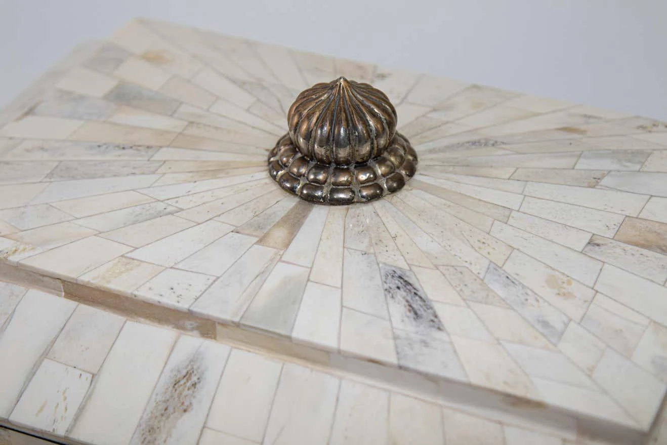 Large Decorative White Bone Footed Box By Maitland Smith 3 Large Decorative White Bone Footed Box By Maitland Smith - Image 3