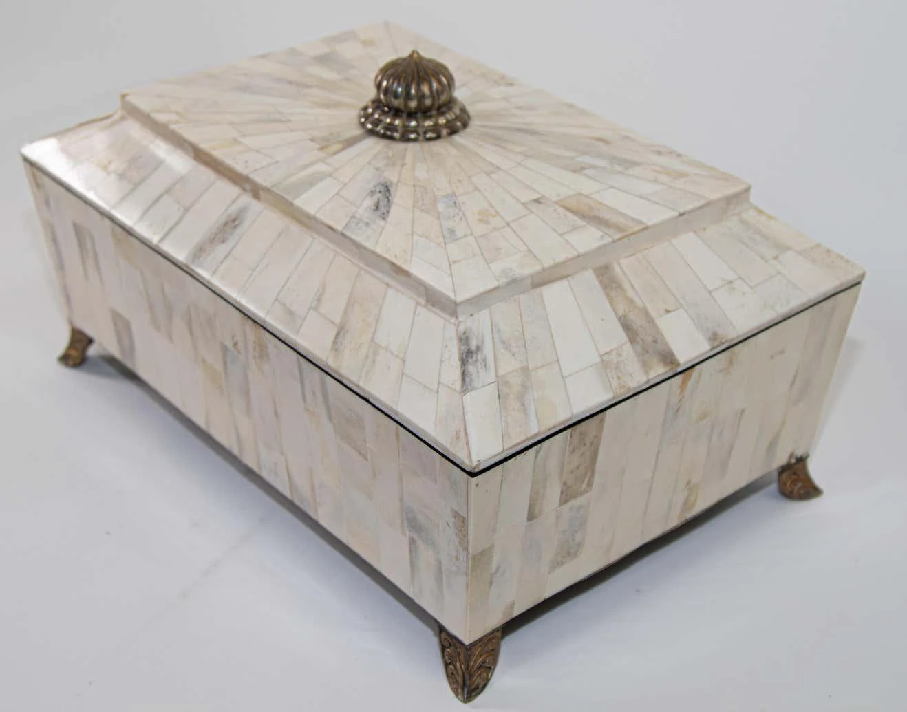 Large Decorative White Bone Footed Box By Maitland Smith 4 Large Decorative White Bone Footed Box By Maitland Smith - Image 4
