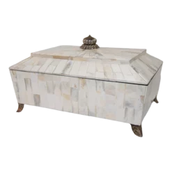 Large Decorative White Bone Footed Box By Maitland Smith
