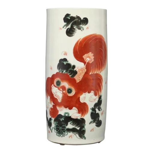 Late 19th Century Chinese Qing Foo Dog Porcelain Umbrella Holder In Iron Red -Chairish Shop late 19th century chinese qing foo dog porcelain umbrella holder in iron red 8800
