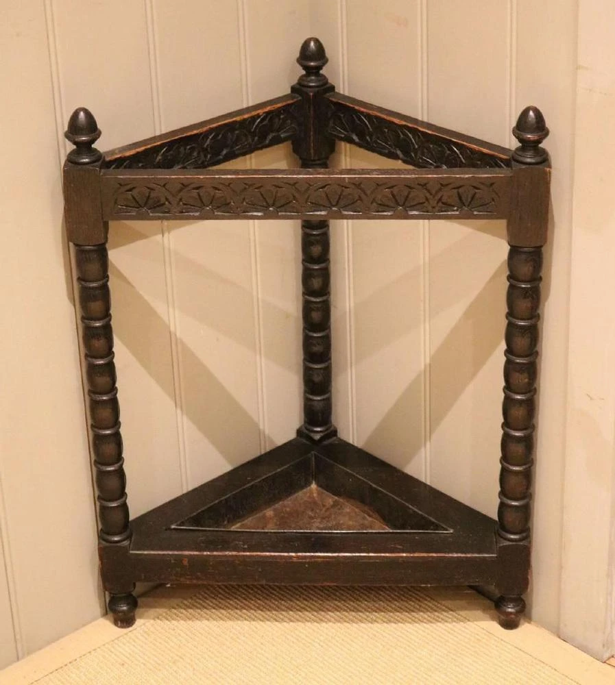 Late 19th Century Oak Corner Stick Stand 9 Late 19th Century Oak Corner Stick Stand - Image 9