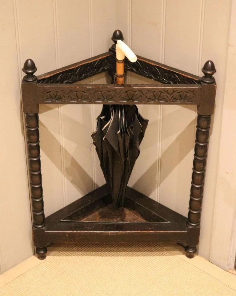 Late 19th Century Oak Corner Stick Stand 5 Late 19th Century Oak Corner Stick Stand - Image 5