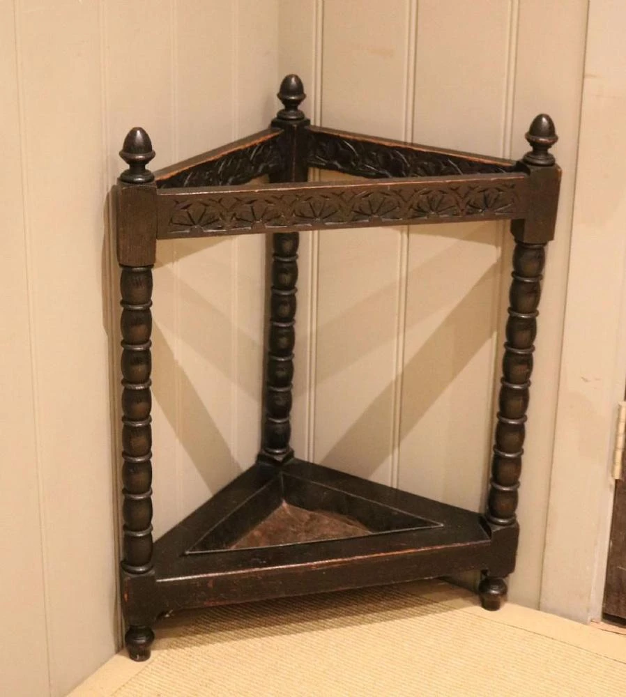 Late 19th Century Oak Corner Stick Stand 4 Late 19th Century Oak Corner Stick Stand - Image 4