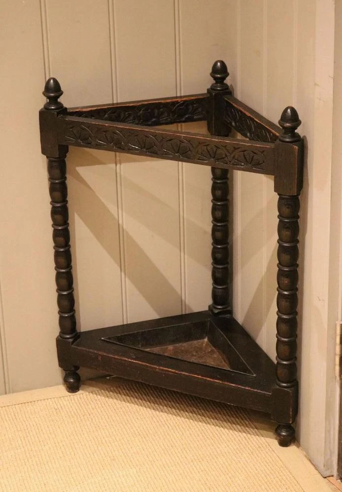 Late 19th Century Oak Corner Stick Stand 2 Late 19th Century Oak Corner Stick Stand - Image 2