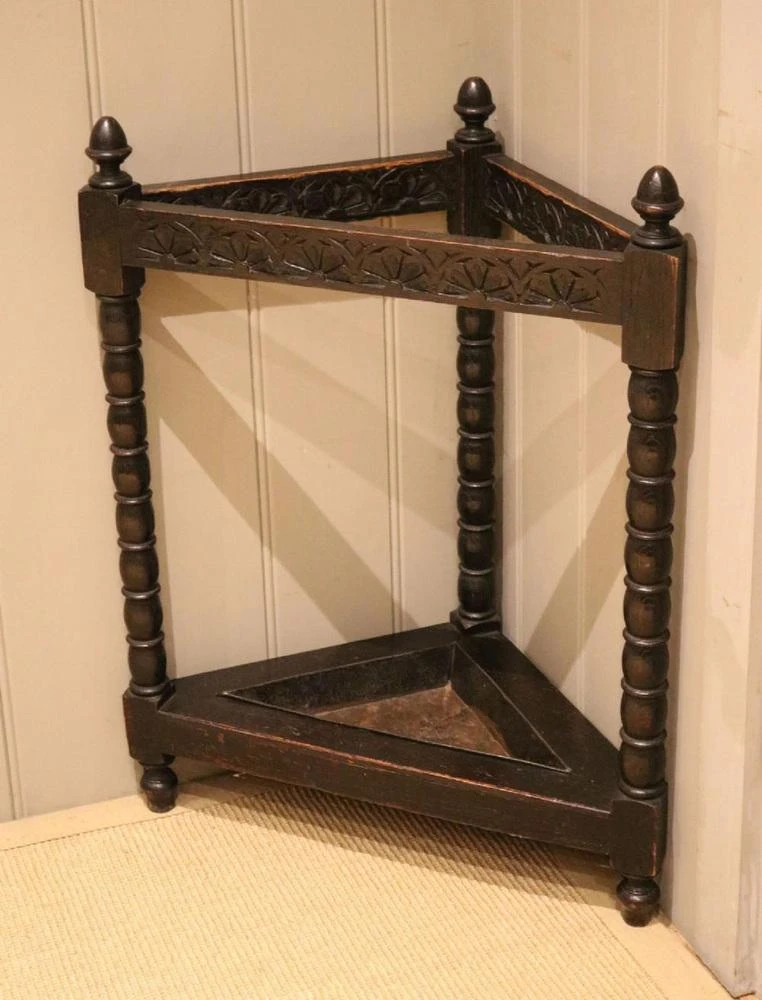 Late 19th Century Oak Corner Stick Stand 6 Late 19th Century Oak Corner Stick Stand - Image 6