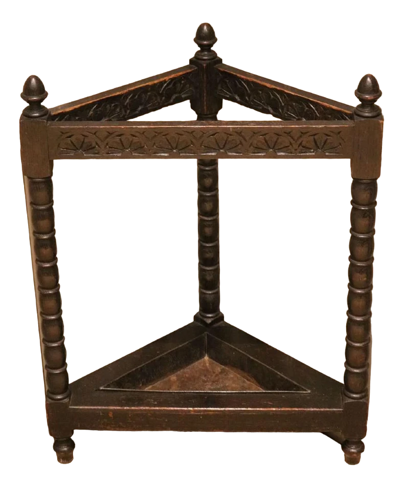 Late 19th Century Oak Corner Stick Stand 1 Late 19th Century Oak Corner Stick Stand