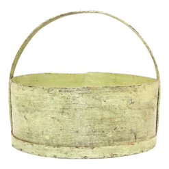 Late 19th Century Primitive Painted Light Green Round Gathering Bucket