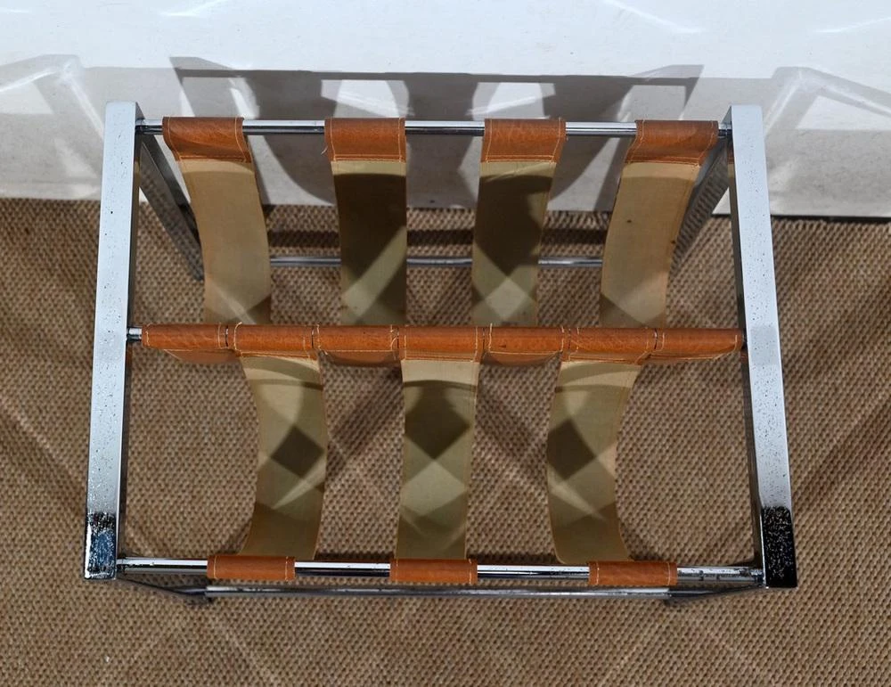 Leather And Chrome Magazine Rack From Novatrend, 1980s 4 Leather And Chrome Magazine Rack From Novatrend, 1980s - Image 4